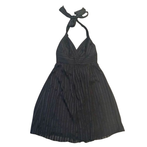 NWT BCBGMAXAZRIA PLEATED 100% SILK BLACK HALTER DRESS SIZE 12P